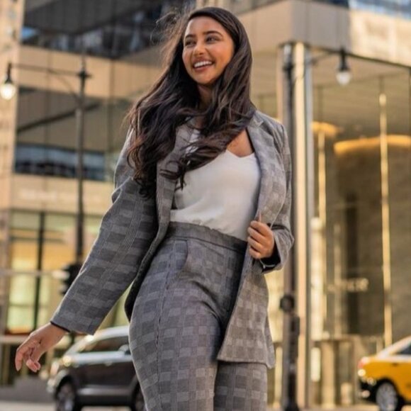 EUC Women's EXPRESS Double Breasted Houndstooth Blazer | Size M - Picture 5 of 14